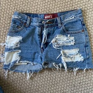 Distressed Levi’s Cutoff Denim Shorts